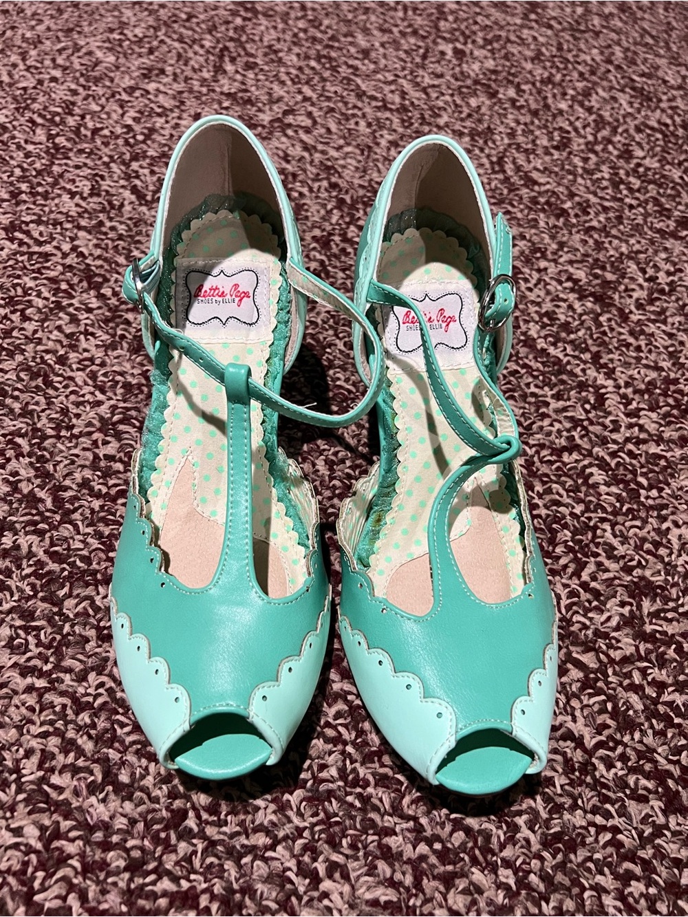 Bettie Page T-Strap Peep Toe Heels